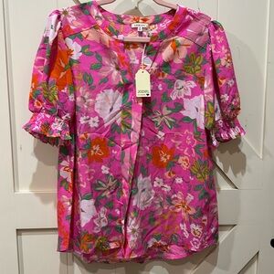 NWT Jodifyl pink floral blouse